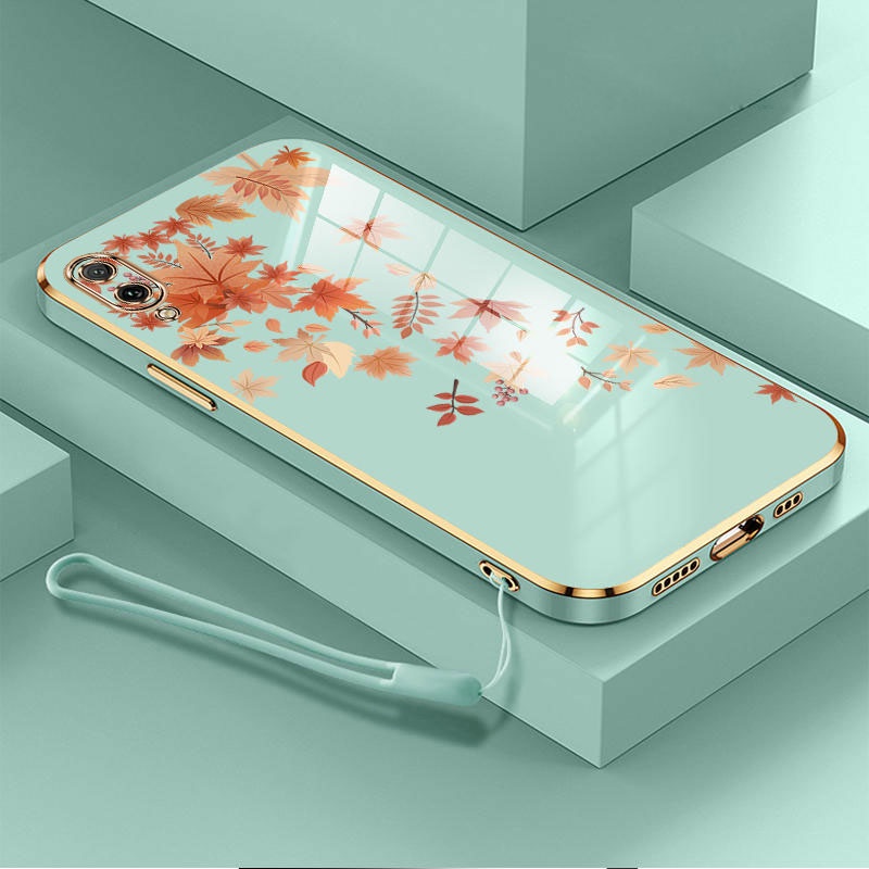 ốp lưng Huawei y7 pro Mạ điện Maple Leaf mẫu trường hợp điện thoại Vỏ Bao Da Siêu Mỏng Chống Sốc Cho Ốp ĐiệN Huawei y7 pro