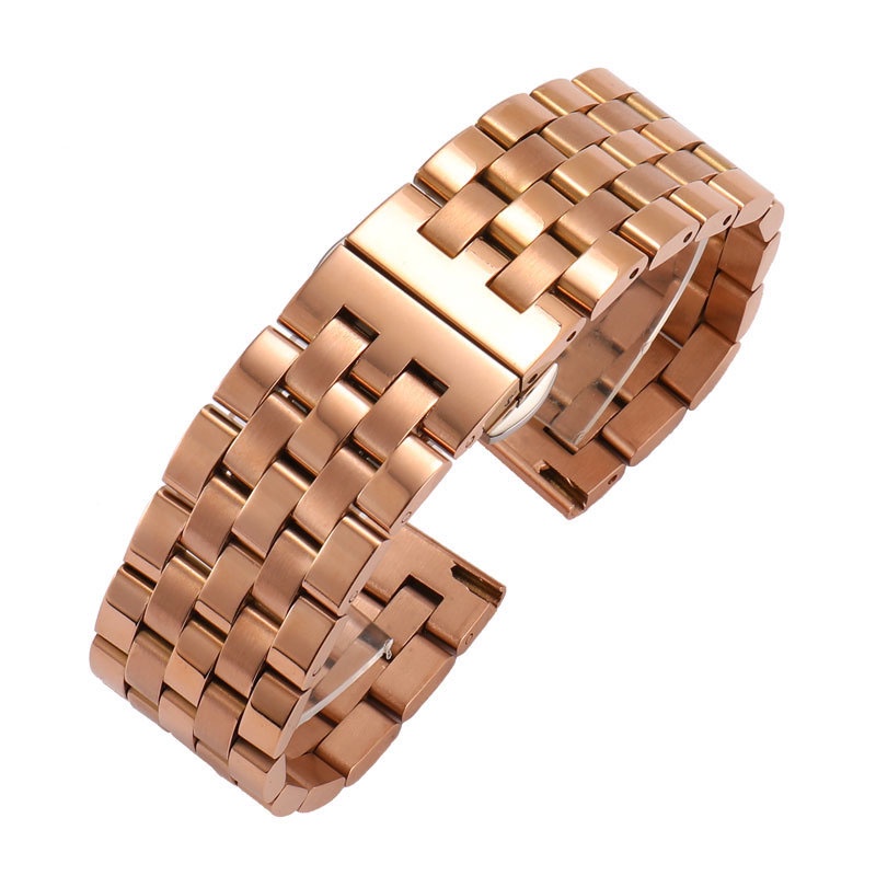 Dây Đeo Đồng Hồ Bằng Thép Không Gỉ Trơn 5 Bước 20mm 22mm 24mm