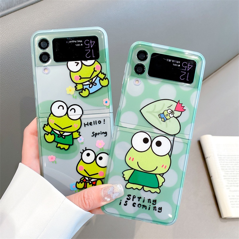 Ốp Điện Thoại PC Cứng Hoạt Hình Kero Kero Keroppi Cho Samsung Galaxy Z Flip 3 Z Flip 4 W23 ZFlip3 ZFlip4