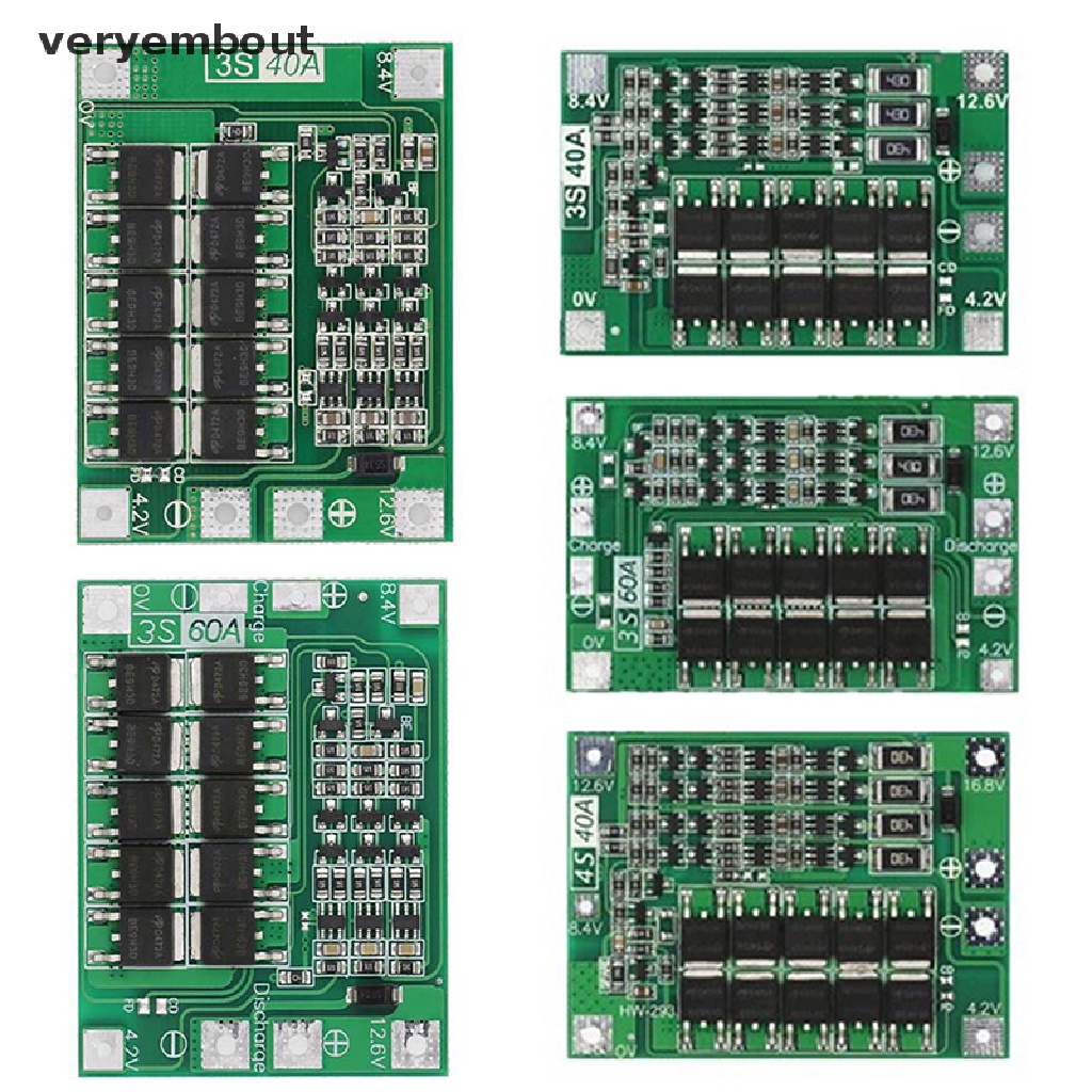 Bảng Mạch Bảo Vệ Bộ Sạc Lithium ut 3S 4S 40A 60A 18650 BMS 11.1V 12.6V / 14.8V 16.8V Tiện Dụng