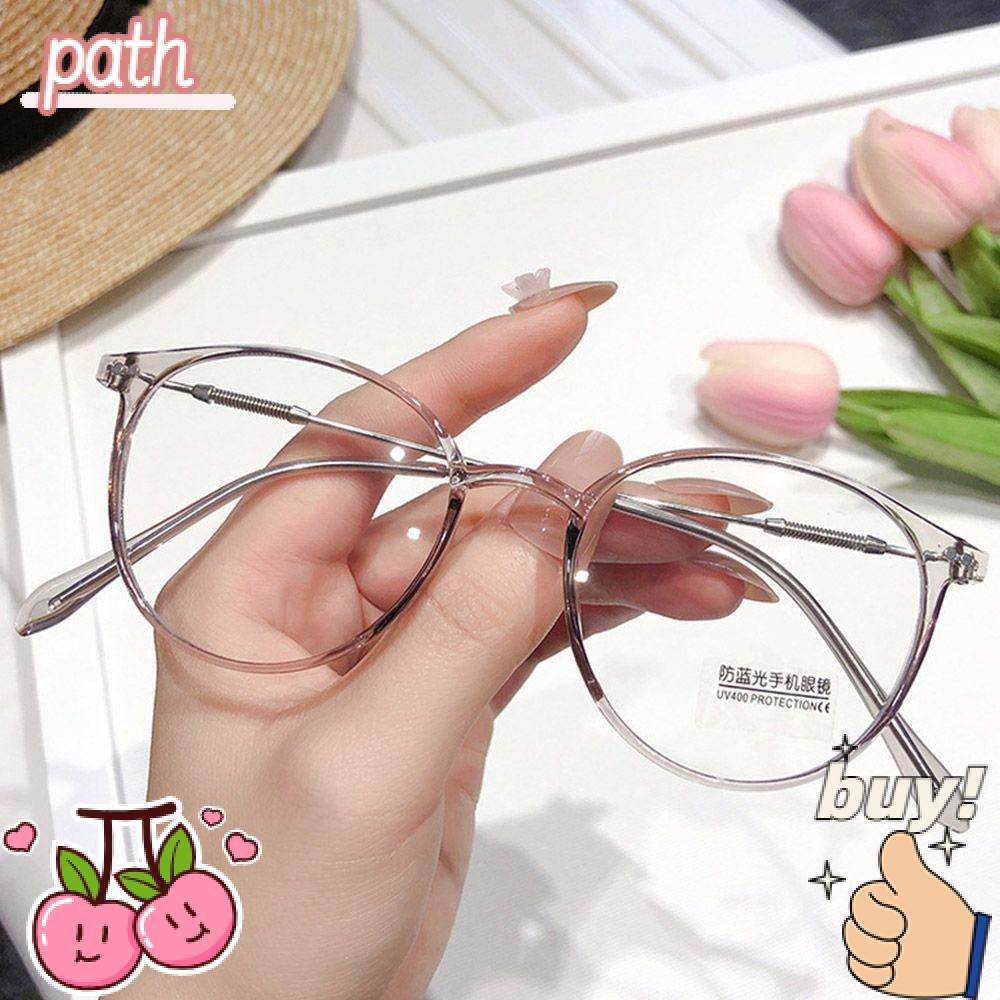 Mắt Kính Gọng Kim Loại Tròn Chống Tia UV Màu Xanh Dương Thời Trang