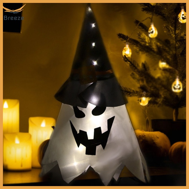 Đèn Treo Trang Trí Hình Phù Thủy Đội Nón Halloween Phát Sáng Độc Đáo