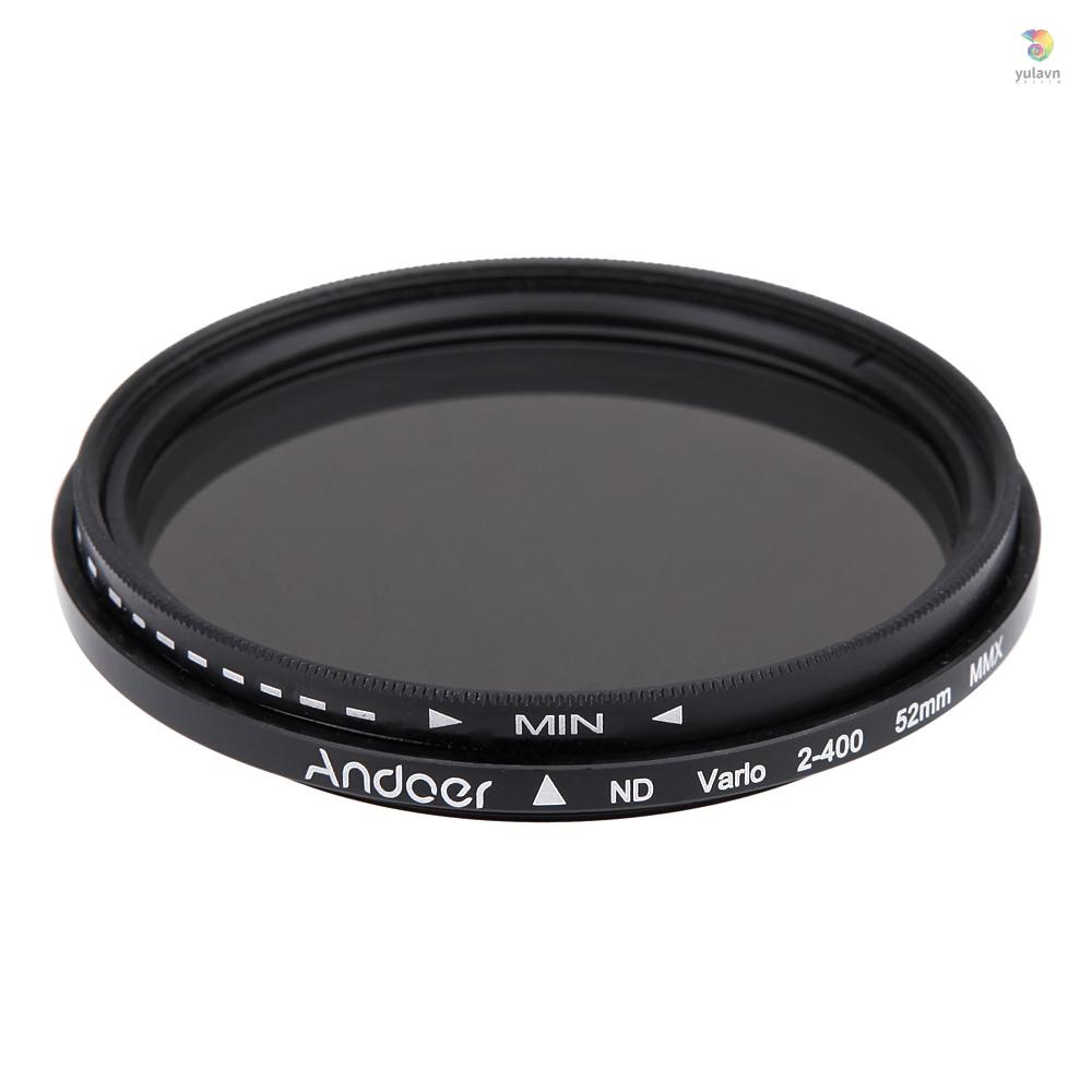 ANDOER Kính Lọc Điều Chỉnh Được ND2 Sang ND400 52mm Cho Máy Ảnh DSLR