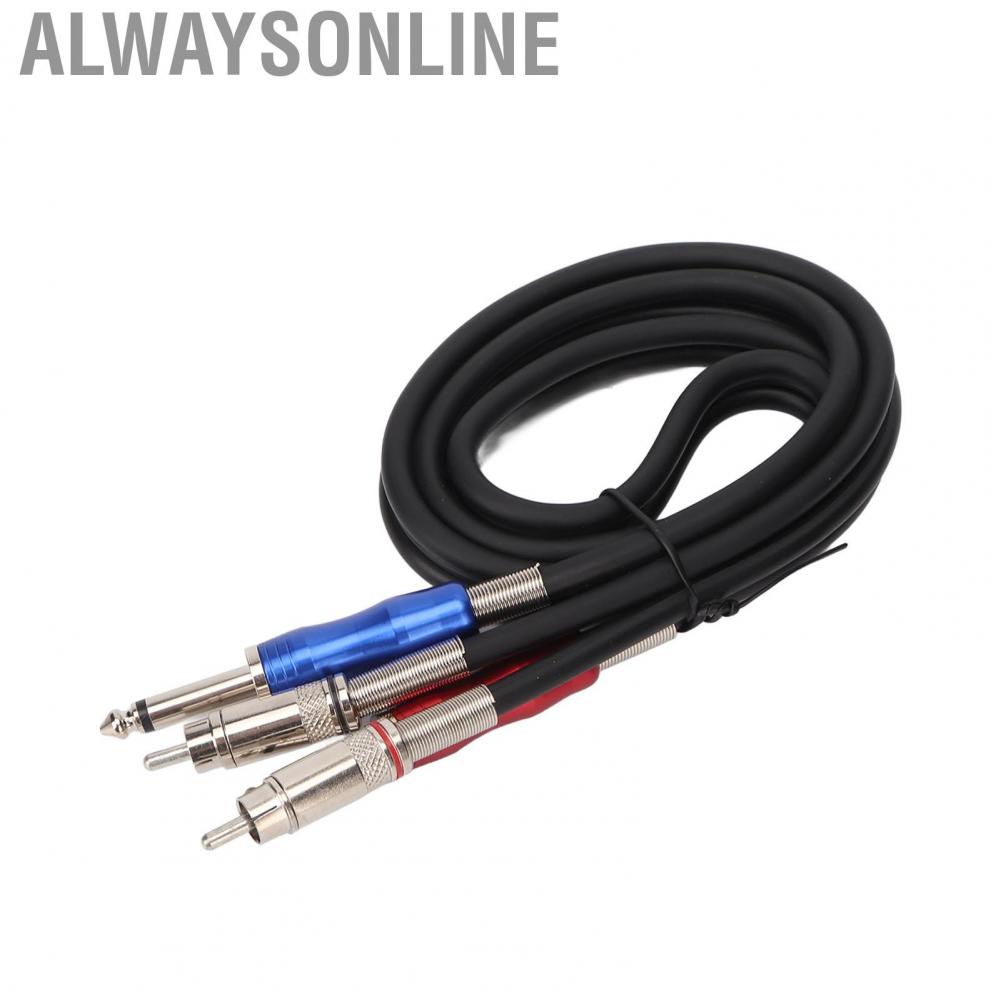Alwaysonline Dual 1/4 Inch TS To RCA Cable  Male Noise Isolation Detachable 6.35mm Corrosion Resistant for Amplifier TV