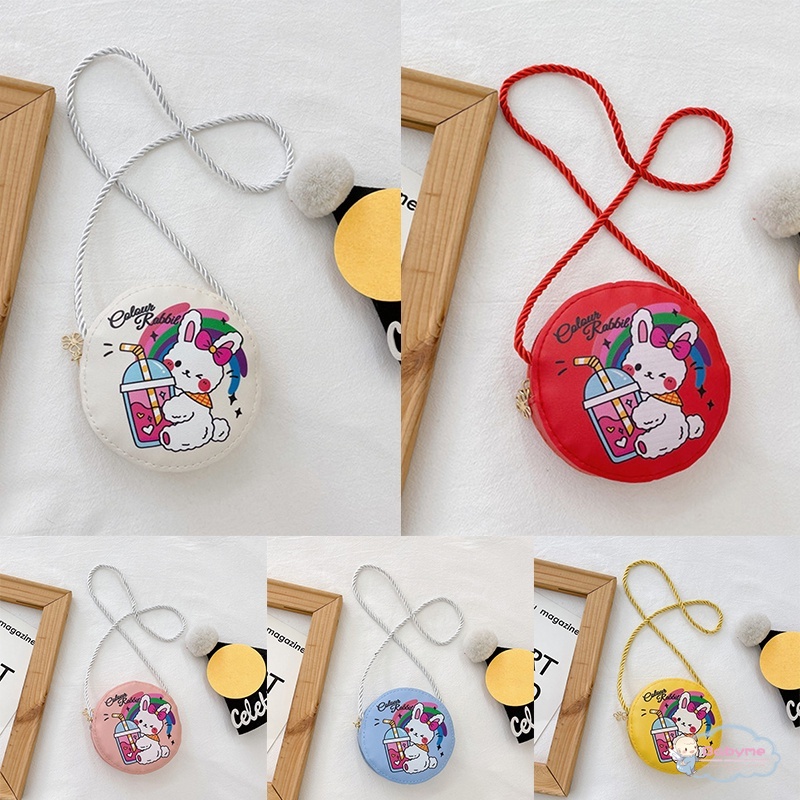 Túi Đeo Vai Bằng Da PU Hình Thỏ Hoạt Hình Trọng Lượng Nhẹ Phong Cách Hàn Quốc Cho Bé Gái