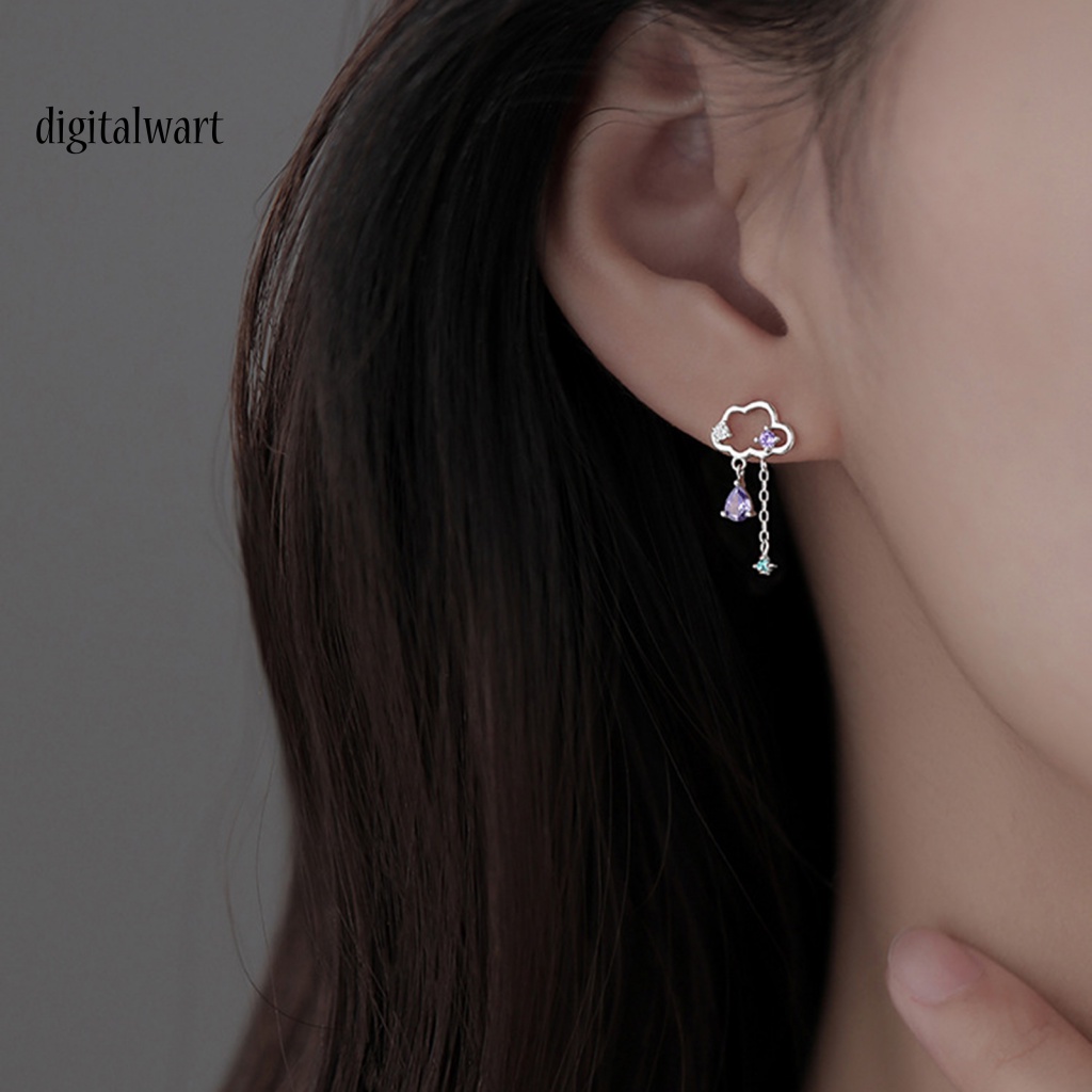 Kỹ Thuật Số| 1 Cặp Bông Tai Hình Đám Mây Lấp Lánh Bằng Hợp Kim Không Gây Dị Ứng Thời Trang Cho Nữ