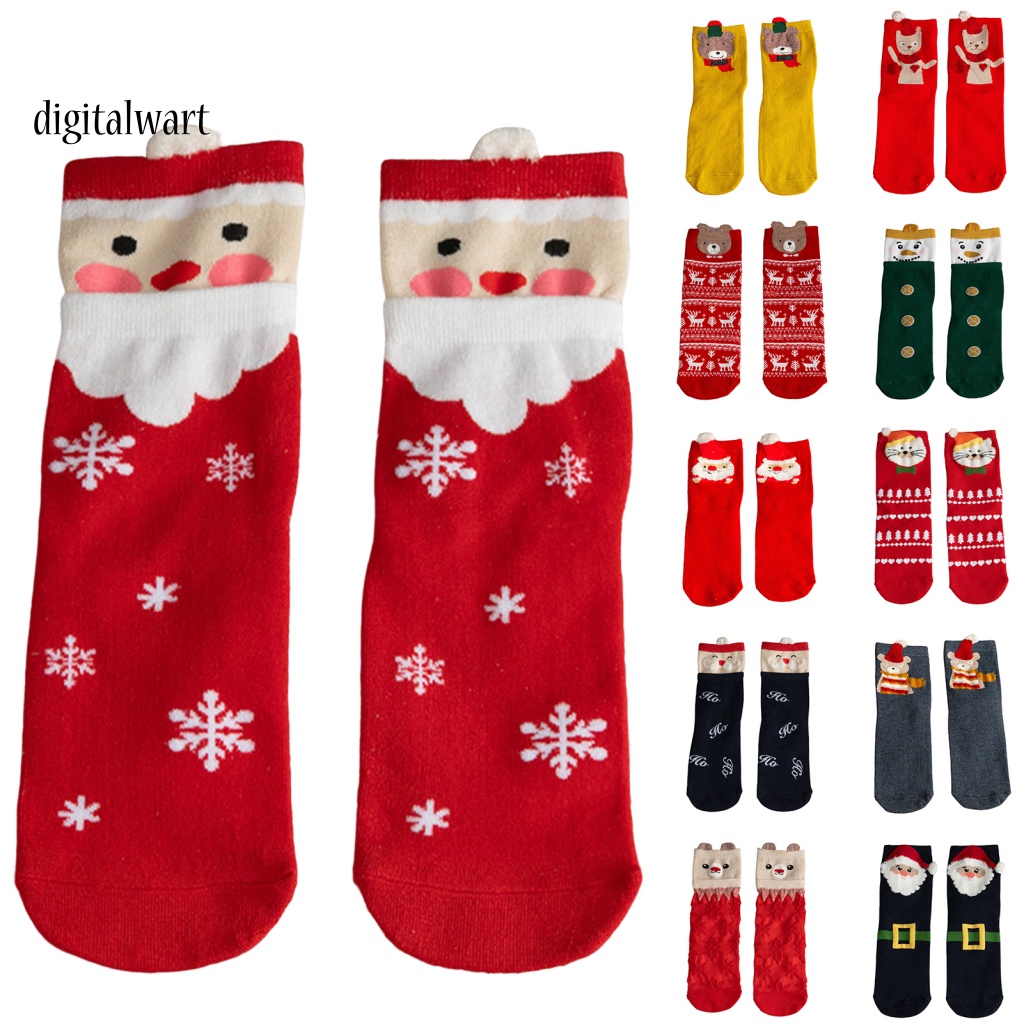 Kỹ Thuật Số| 1 Đôi Vớ Giáng Sinh Ống Vừa Dày Co Giãn Thoáng Khí Họa Tiết Hoạt Hình 3D Trang Trí Giáng Sinh / Năm Mới Cho Nữ