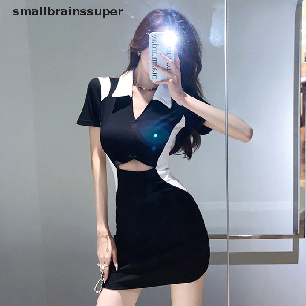 Đầm Mini Ôm Dáng Khoét Lỗ Đơn Giản Phong Cách Hàn Quốc Thời Trang Mùa Hè Quyến Rũ Cho Nữ Y2k SBS