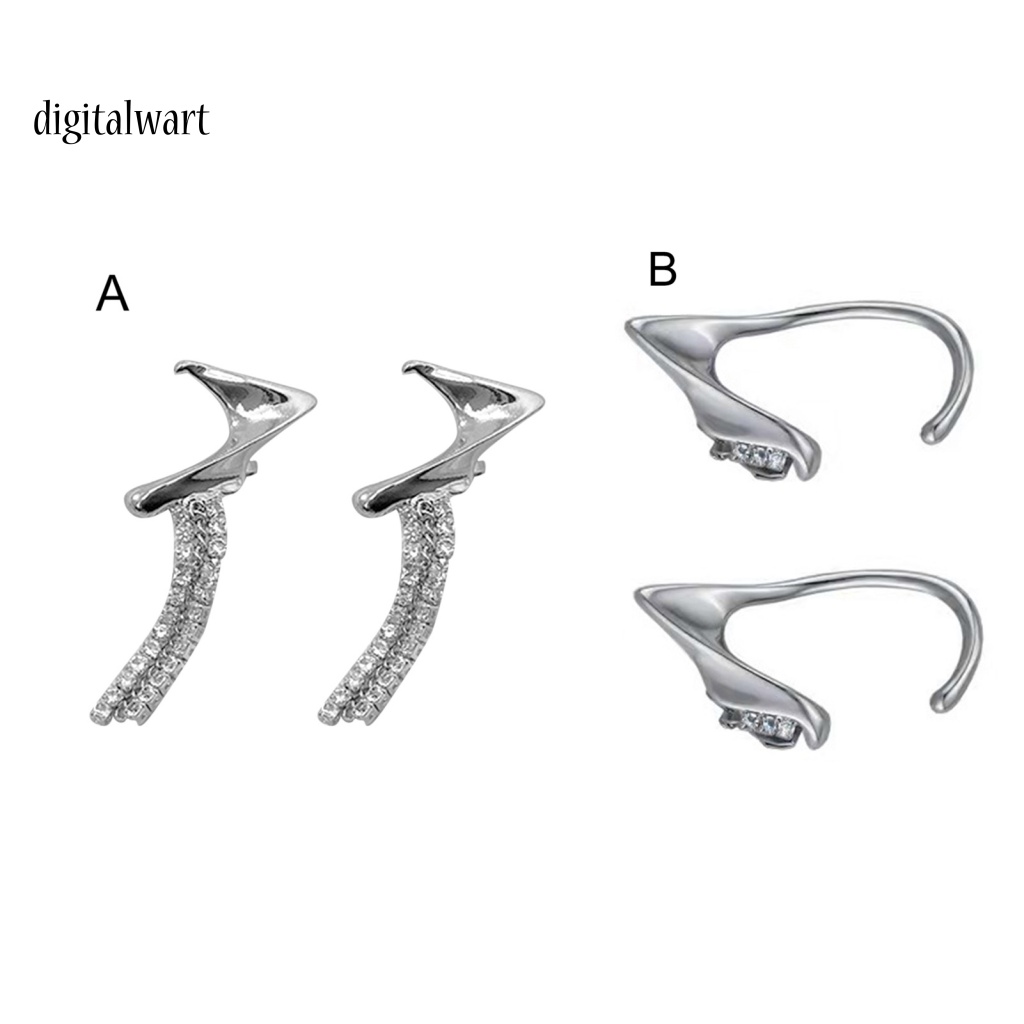 Kỹ Thuật Số| 1 Cặp Khuyên Kẹp Vành Tai Đính Đá Phối Tua Rua Phong Cách Hip hop Thời Trang Cho Nữ