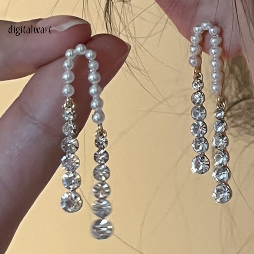 Kỹ Thuật Số| 1 Đôi Bông Tai Dài Đính Ngọc Trai Giả Phong Cách Pháp Dành Cho Nữ