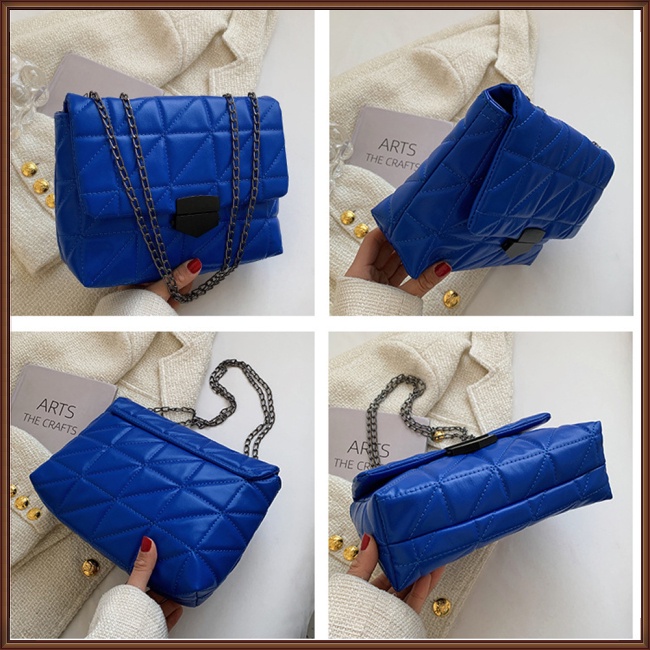 Túi Đeo Chéo Giả Da Khóa Nam Châm Thêu Họa Tiết Kim Cương Thời Trang Nữ Sang Trọng