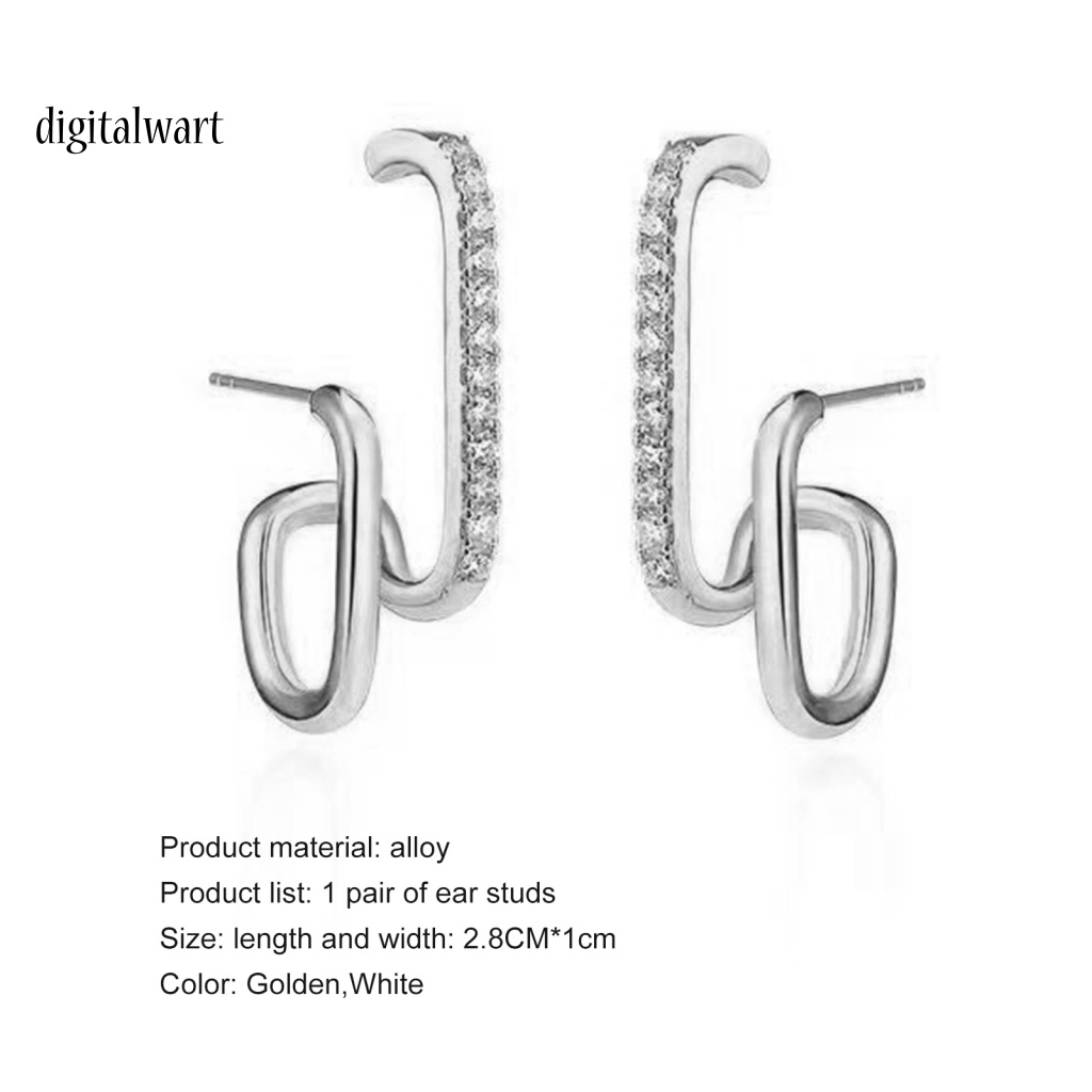 Kỹ Thuật Số| 1 Cặp Bông Tai Chữ U Đính Đá Lấp Lánh Thời Trang