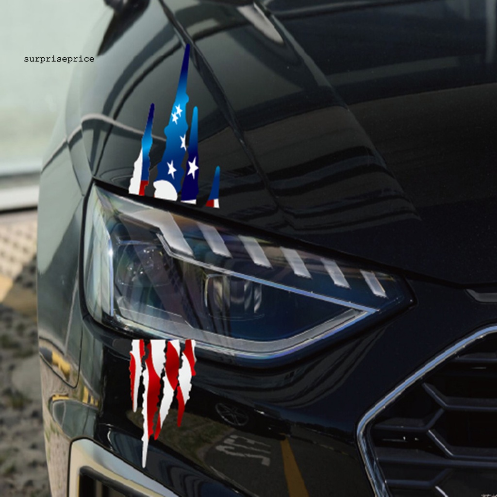 Bộ 2 Miếng Dán Trang Trí Xe Hơi Hình Lá Cờ Mỹ Chống Mài Mòn