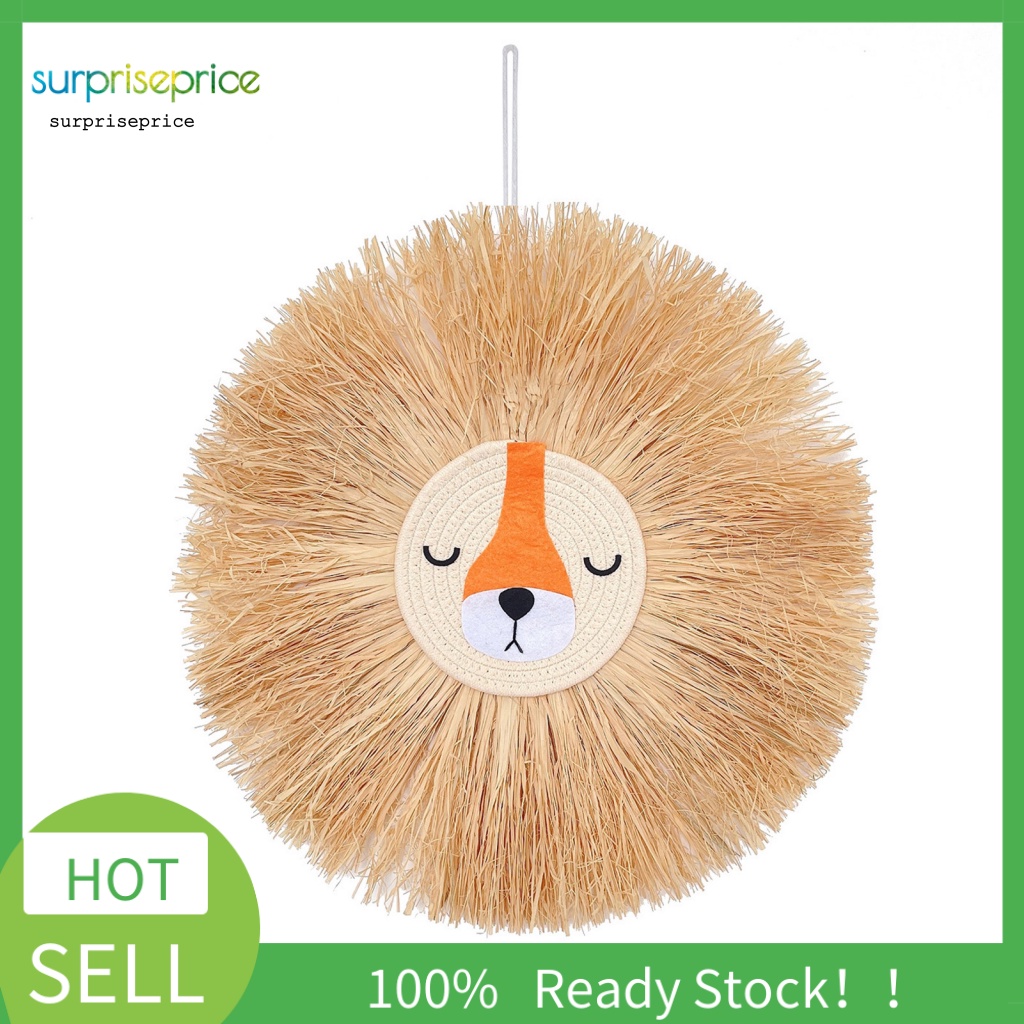 Phụ Kiện Treo Trang Trí Kiểu Đầu Gấu Trúc Hoạt Hình Bằng Rơm Dệt Tay