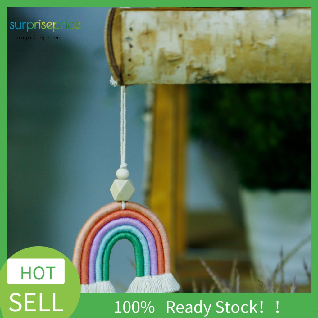 Phụ Kiện Treo Trang Trí Xe Hơi Hình Cầu Vồng Bằng Dây Cotton Bện