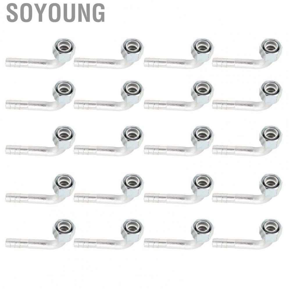 Soyoung Air Conditioning 90 Degree Connector  20 Pcs 0.54in Small Bore OD 5/8in Aluminum AC Splicer Fitting Stable Performance for Engineering Vehicle