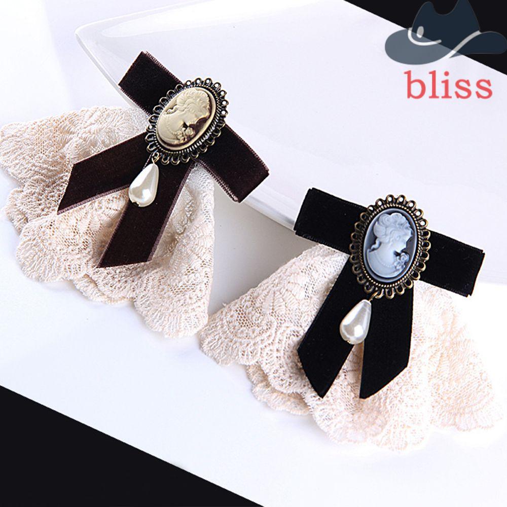 Trâm Cài Áo Vải Nhung Thắt Ruy Băng Phong Cách Nữ Hoàng Cổ Điển