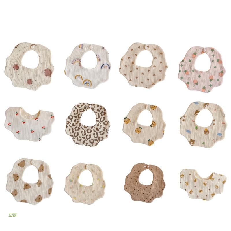 Yếm Ăn 6 Lớp Thấm Hút Tốt In Họa Tiết Hoạt Hình Xinh Xắn Dành Cho Em Bé