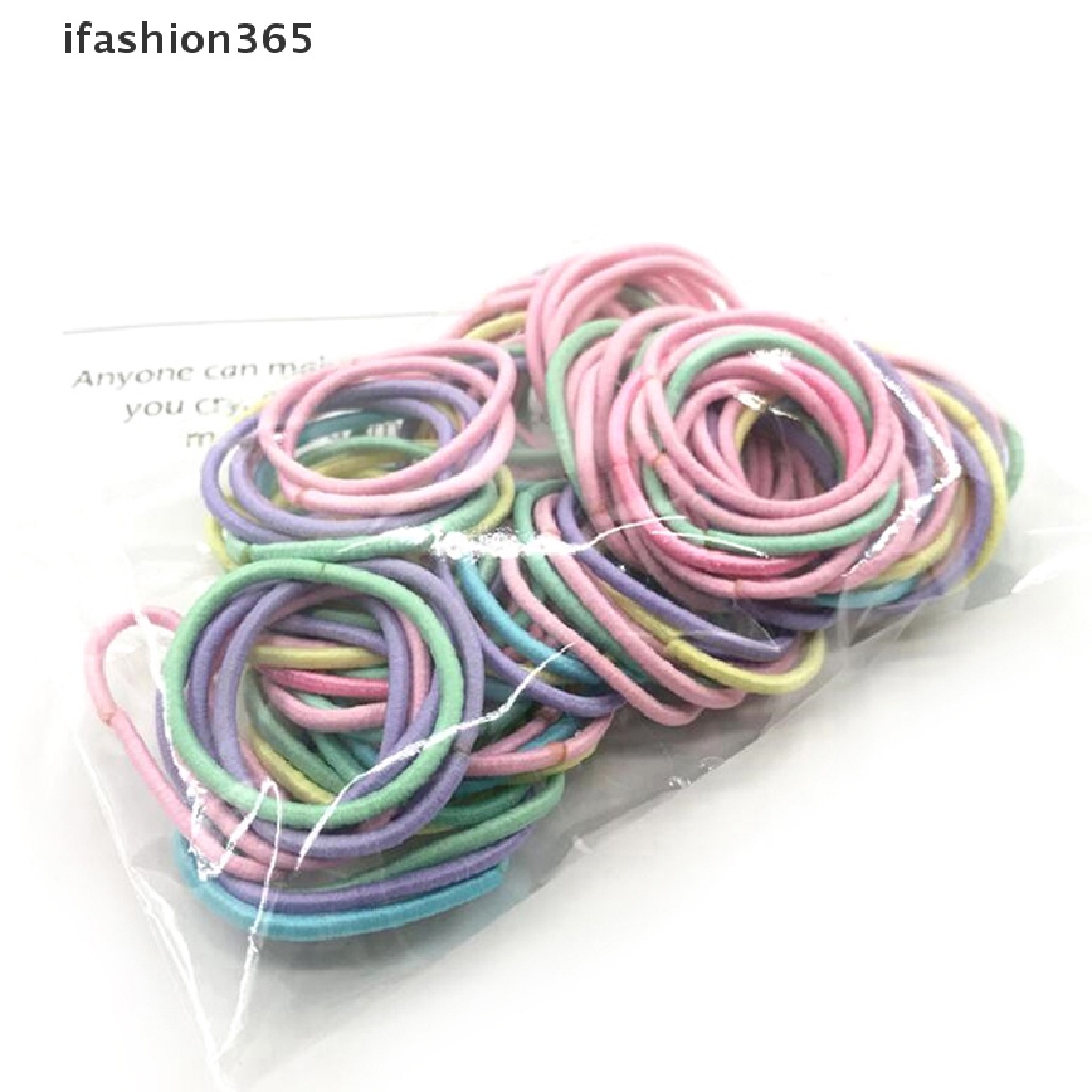 Set 100 Dây Buộc Tóc Nylon Co Giãn Nhiều Màu Sắc Thời Trang ifashion365 Dành Cho Bé Gái