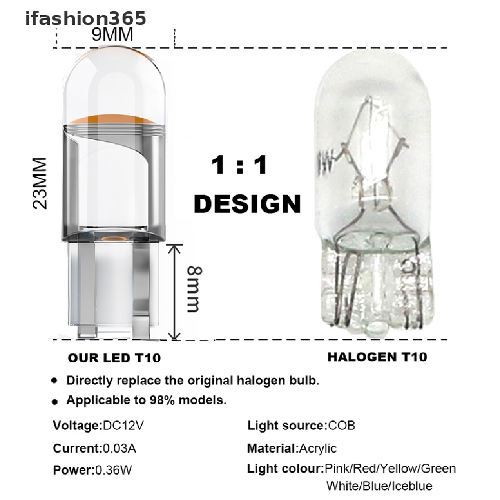 Đèn Led COB W5W T10 6000K Ánh Sáng Trắng Tự Động Gắn Biển Số Xe Hơi Thời Trang ifashion365