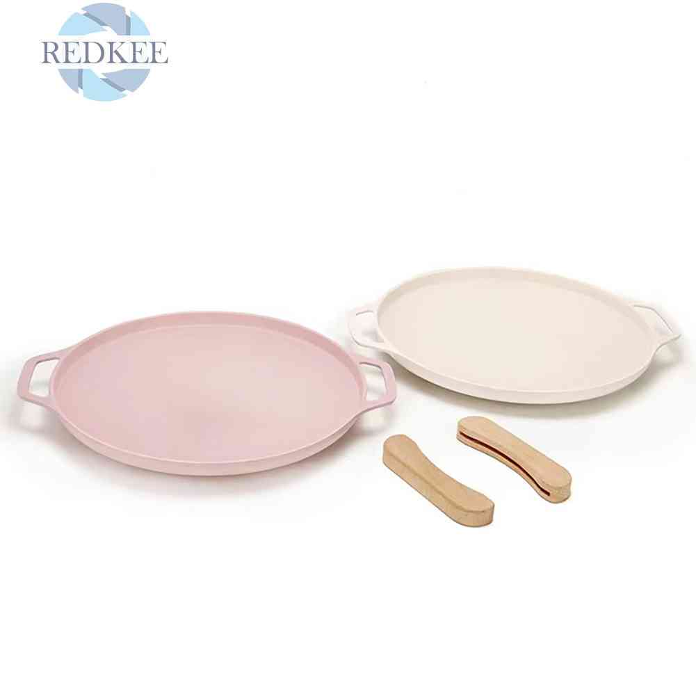 Set 2 Khay Nướng Bánh Có Tay Cầm Bằng Gỗ Chống Bỏng Cho Sân Vườn