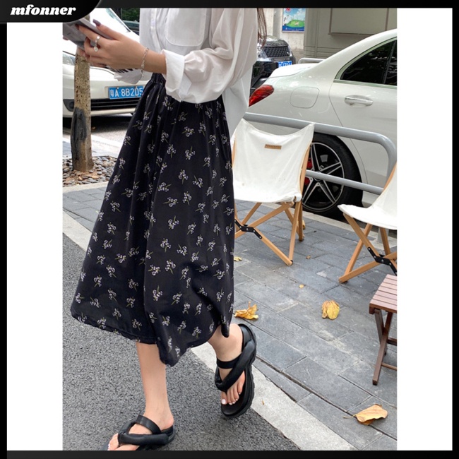 Chân Váy Xếp Ly Lưng Cao Co Giãn In Họa Tiết Hoa Thời Trang Mùa Hè Dành Cho Nữ