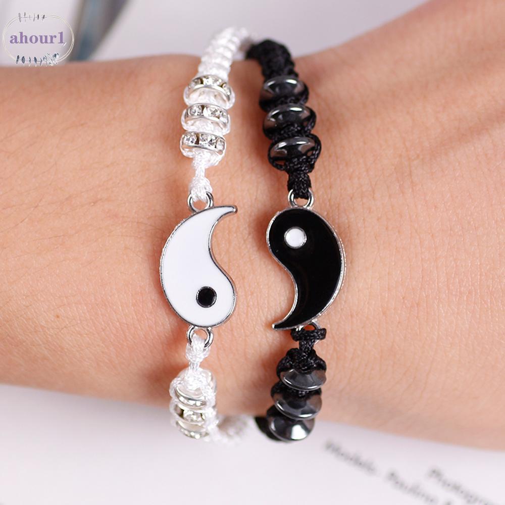 AHOUR1 Romantic Couples Bracelets Friendship Hand Rope Friend Bracelet Women BFF Jewelry Accessories Jewelry Forever Love Weaving Rope Tai Chi/Multicolor
