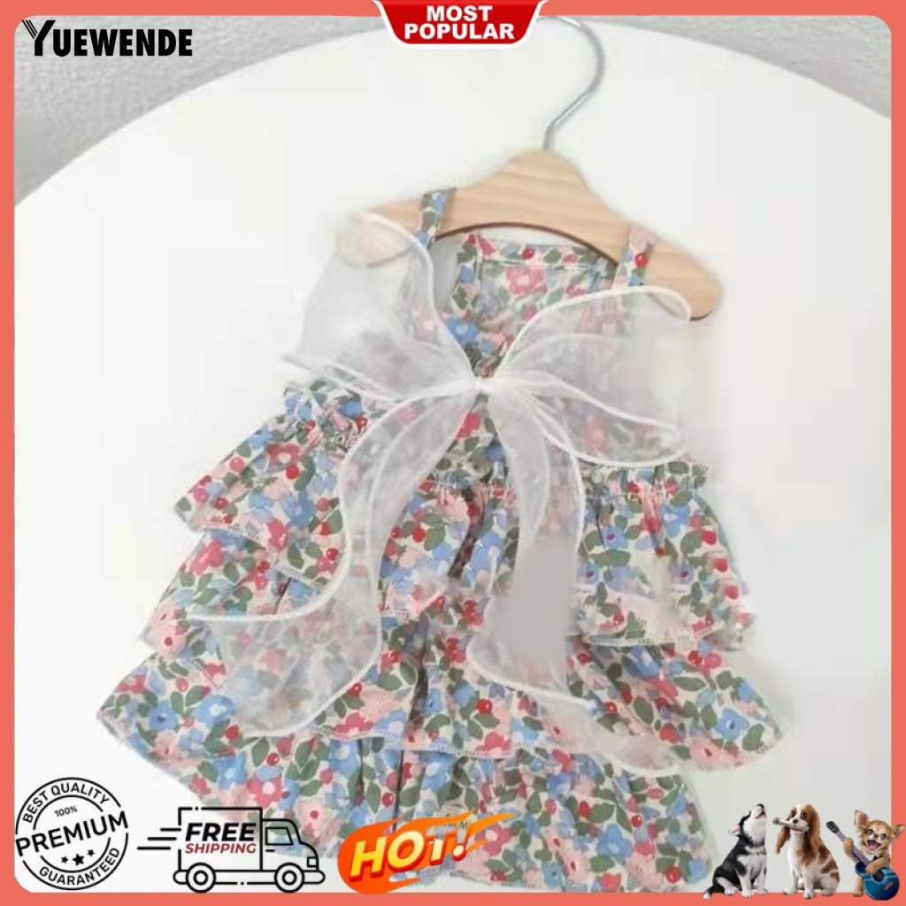 Đầm Hai Dây Đính Nơ Thoáng Khí Thoải Mái Thời Trang Mùa Hè Cho Cún Cưng