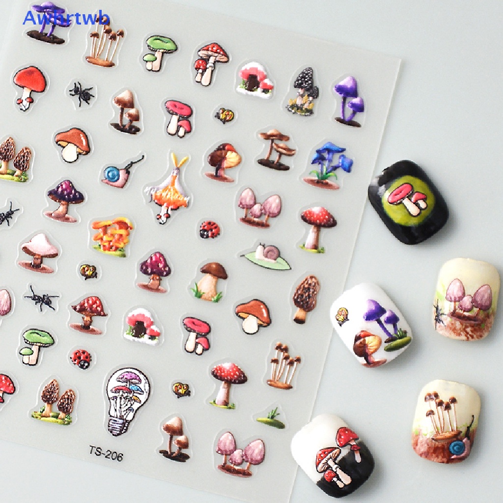 Miếng Dán Trang Trí Móng Tay Hình Nấm 5D Nhiều Màu Sắc Mới