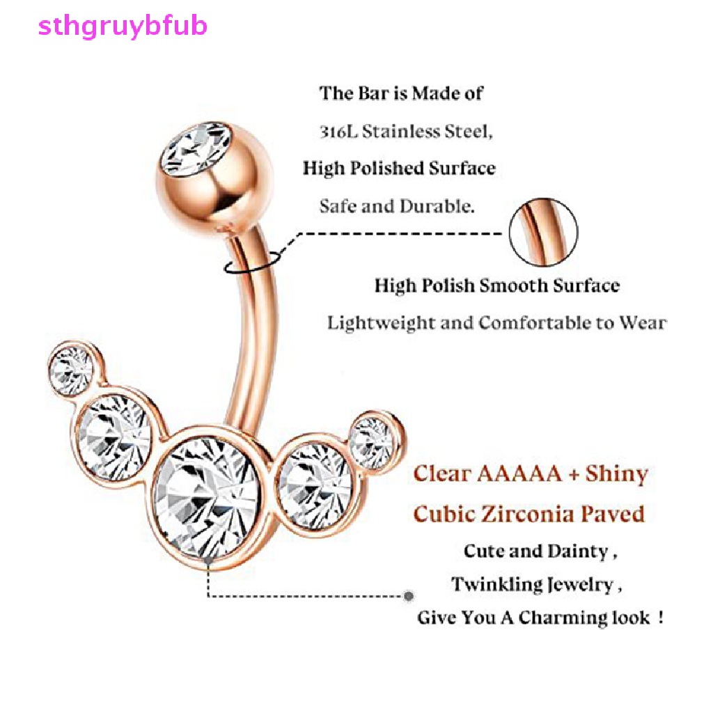 Khuyên Rốn Dạng Thanh Tạ Đính Đá Zircon Cho Nữ