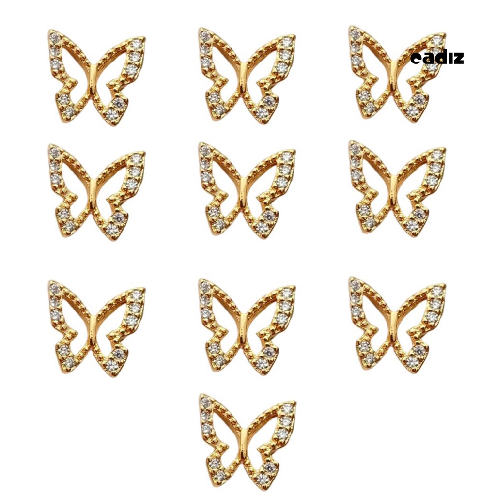 Set 10 Phụ Kiện Trang Trí Móng Tay Nghệ Thuật Hình Học Bướm Vương Miện Rỗng Bằng Kim Loại Cá Tính