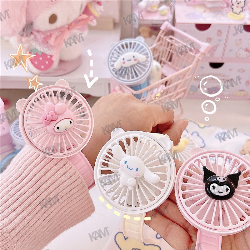 SANRIO Quạt USB Mini Đeo Cổ Tay Hình Cinnamoroll My Melody Dễ Thương Sáng Tạo Có Thể Sạc Lại Cho Trẻ Em