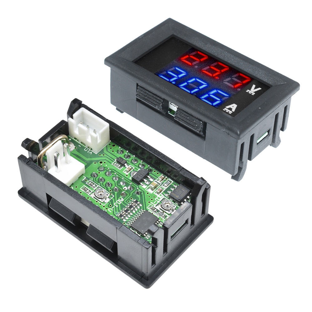 Vôn kế điện tử RIRIHI màn hình LED kép 3 / 4 Bit DC 100V 10A / 50A