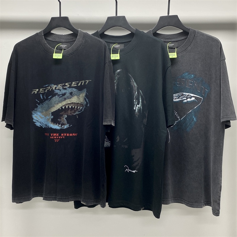 Rep-resent - Teen-tage Tee &amp; - Xu Hướng Mới Nhất Thời Trang Cổ Điển Cá Mập Giặt Nước In Họa Tiết Cổ Điển Đường Phố Cao Cấp Tay Ngắn Jrcfmhsdj