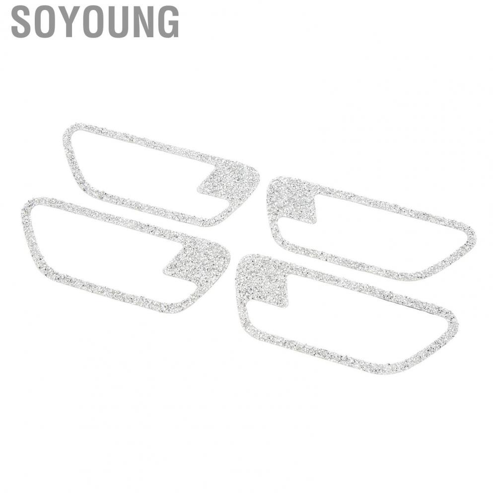 Soyoung Rhinestones Inside Door Bowl Covers Inner Barrel Abrasion Proof Easy To Install for Car
