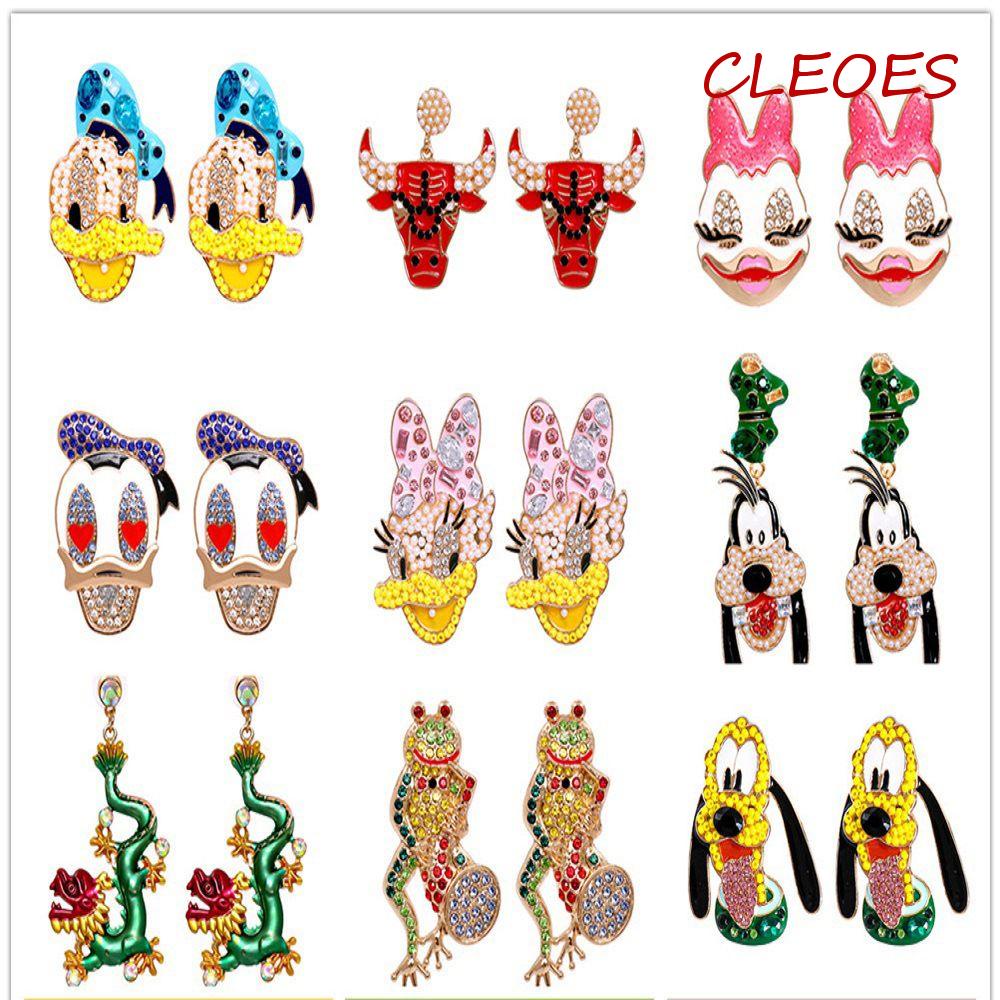 Bông Tai Dáng Dài Hình Chú Vịt / Bò Sữa Dễ Thương Phong Cách Vintage Hàn Quốc Cho Nữ