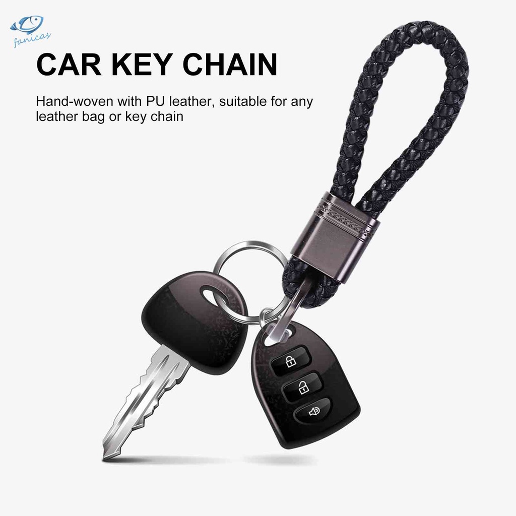 Set 2 Móc Khóa Dây Da Bện Thời Trang