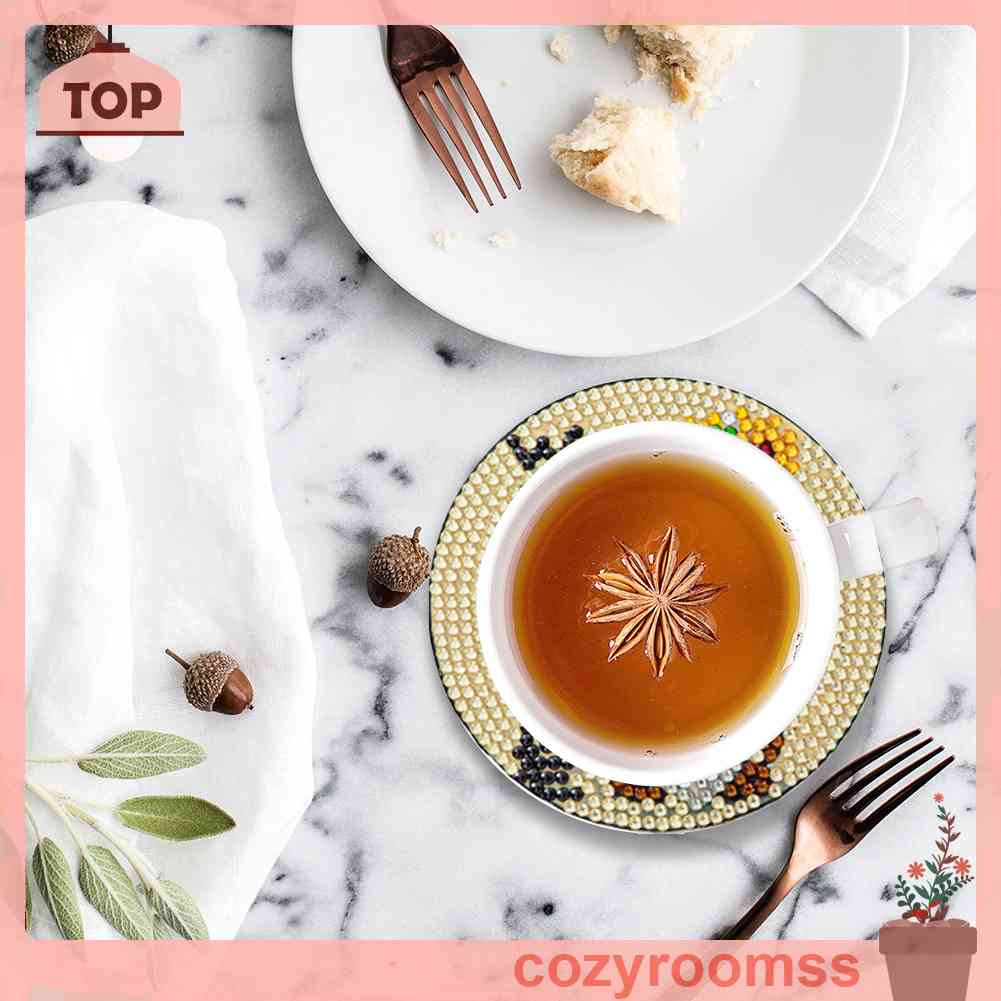 Set 6 Miếng Lót Ly Bằng Gỗ Acrylic 5D DIY Họa Tiết Giáng Sinh Trang Trí Phòng