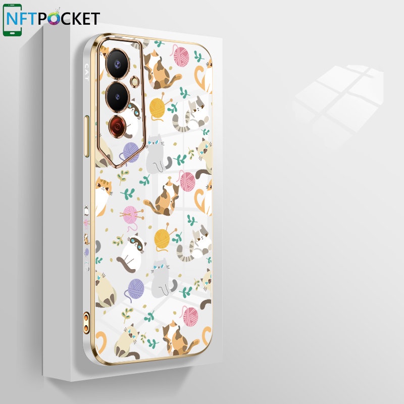 Ốp Điện Thoại TPU Mềm Mạ Vàng 6D Hình Mèo Đáng Yêu Cho Tecno Pova 2 3 4 Neo 2 Pro Camon 18 19 Neo Pro Spark 5 6 7 7T 8 8C Air Go