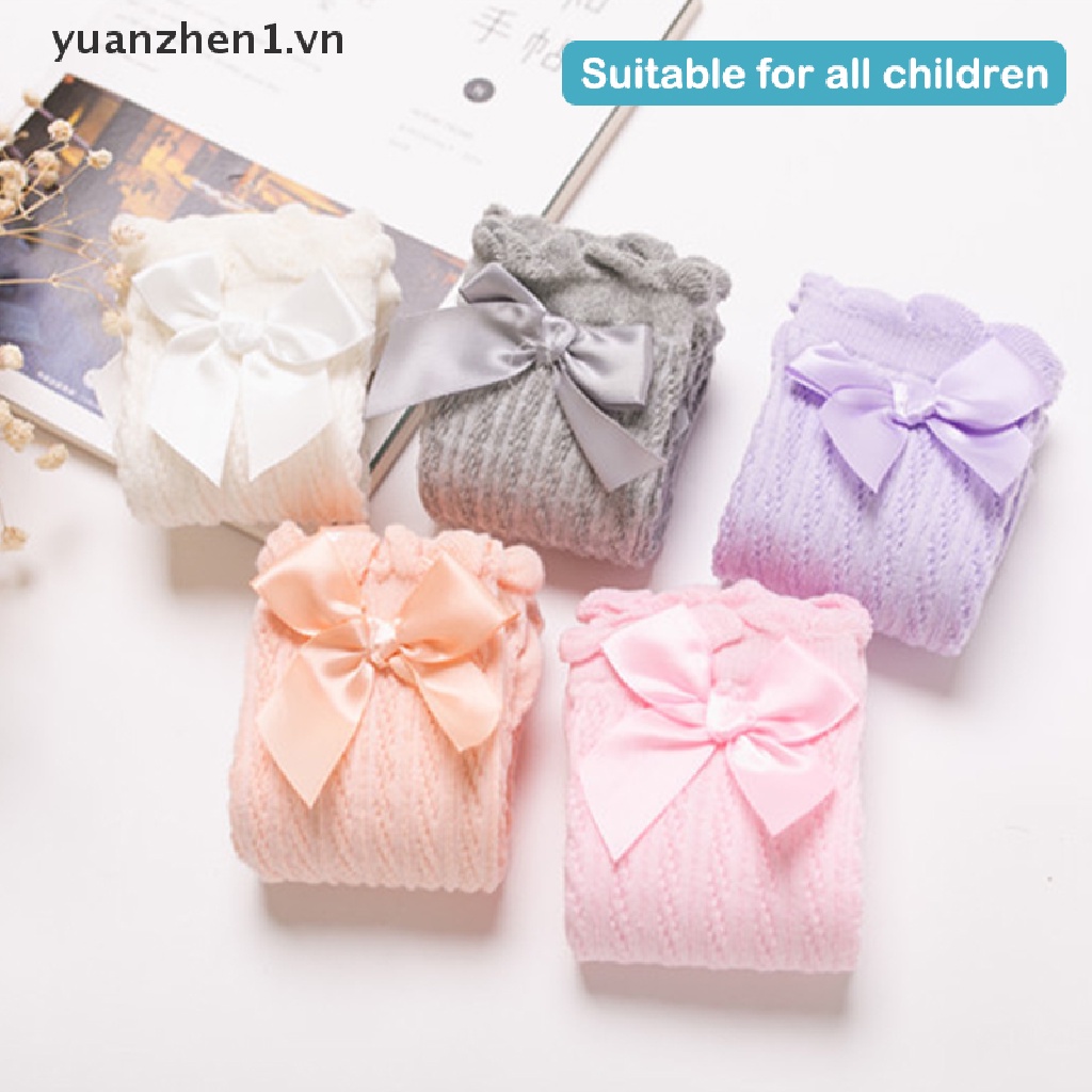 Vớ Cao Cổ Đính Nơ Lưới Mỏng Không Gót Dễ Thương Cho Bé