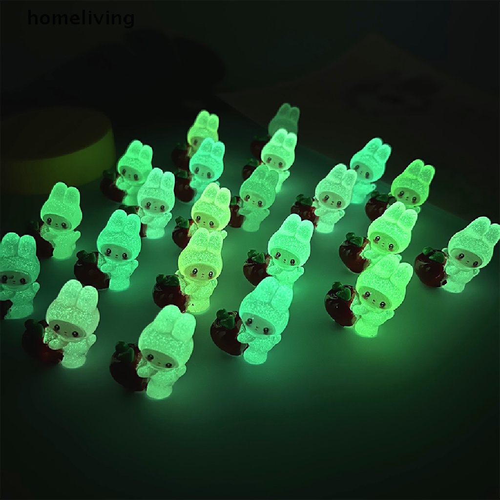 Bộ 2 Búp Bê Hình Thỏ Bunny Hoạt Hình Màu Dạ Quang Trang Trí Tiểu Cảnh