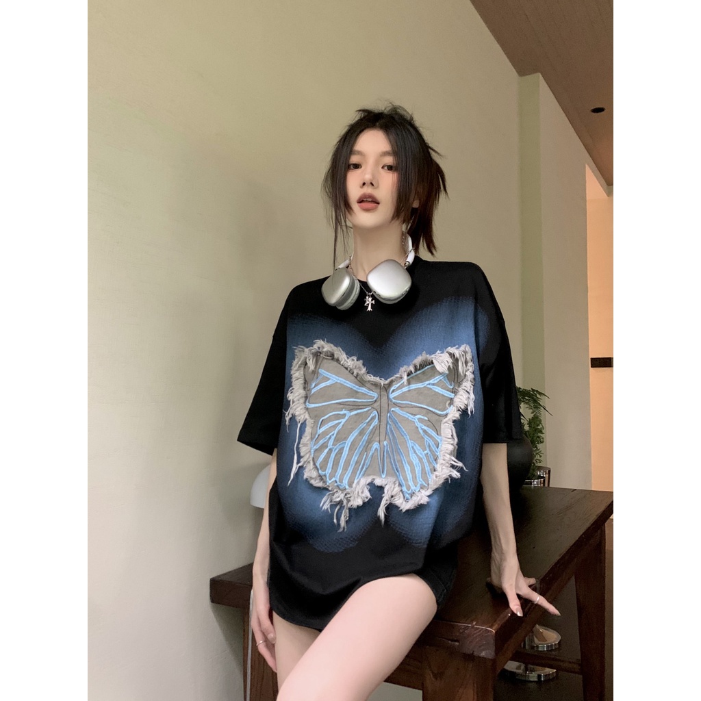 Áo Sơ Mi Thêu Hình Bướm Phong Cách Hàn Quốc Cho Nữ