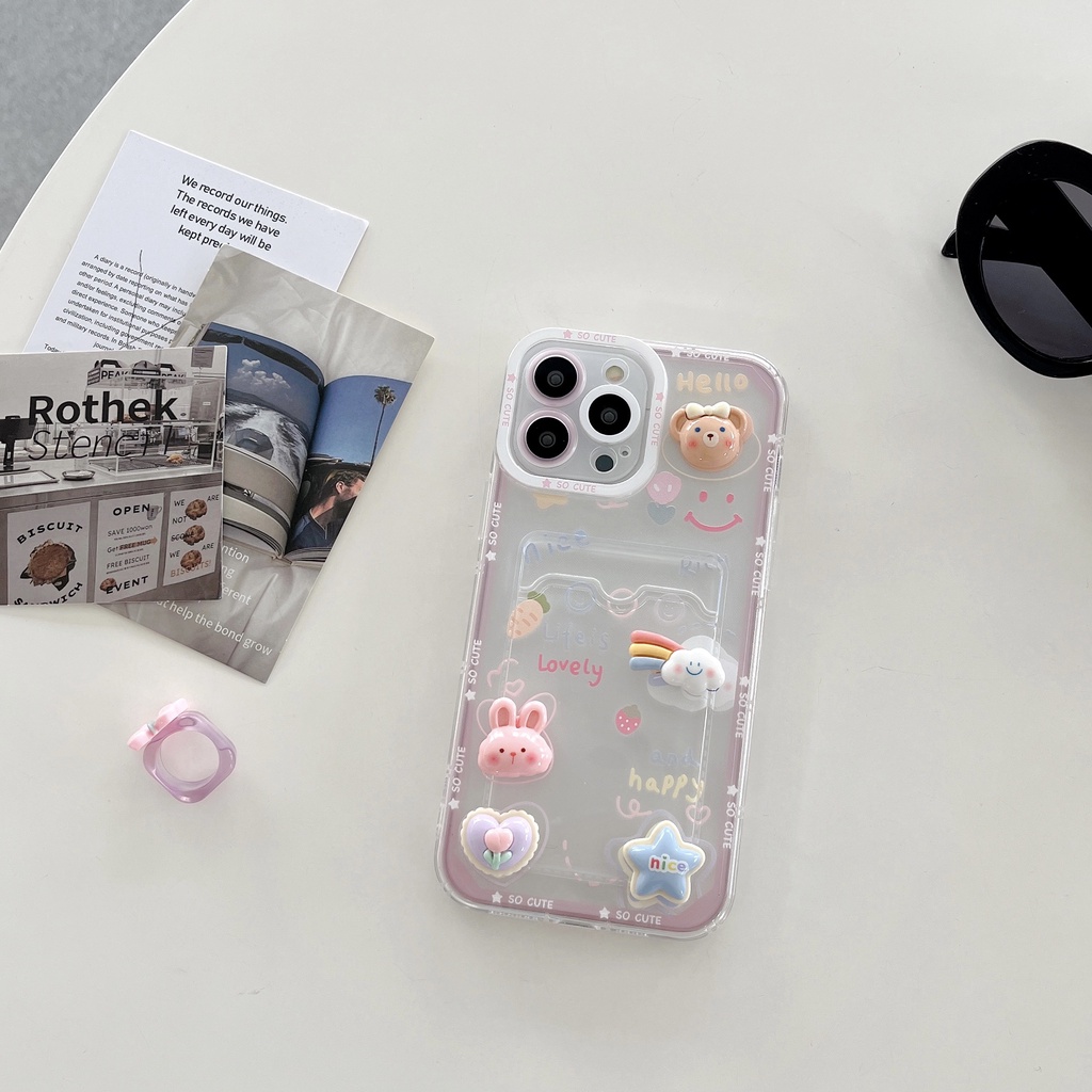 Ốp Điện Thoại TPU Silicon Mềm Trong Suốt Họa Tiết 3D Dễ Thương Cho iPhone 14 13 12 11 Pro XR XS Max 7 8 14 Plus