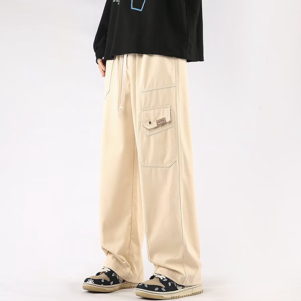 Quần Dài Dây Rút Chống Mài Mòn Cỡ Lớn Thời Trang Đường Phố Cho Nam