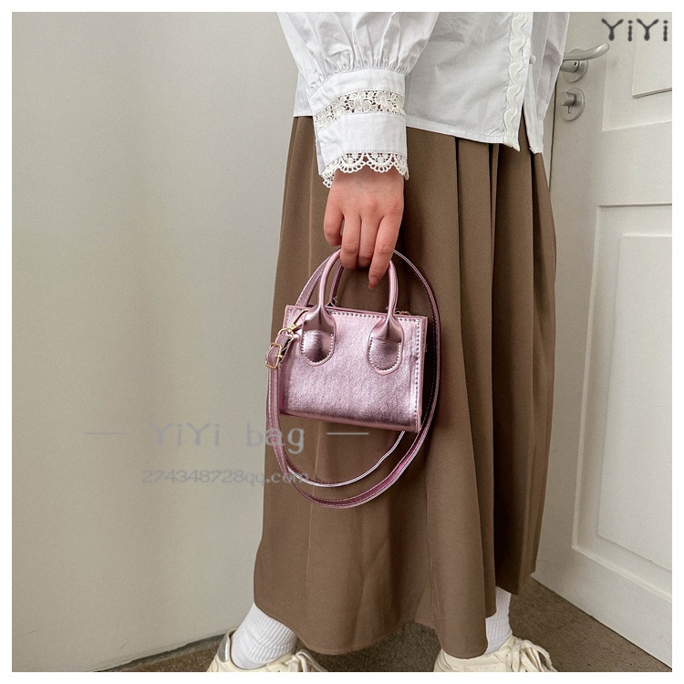 ✨Giảm Giá Hot Sale!✨Túi Da Đeo Chéo Mini Hình Vuông Màu Vàng / Bạc Phong Cách Hàn Quốc Độc Đáo Thời Trang Cho Nữ