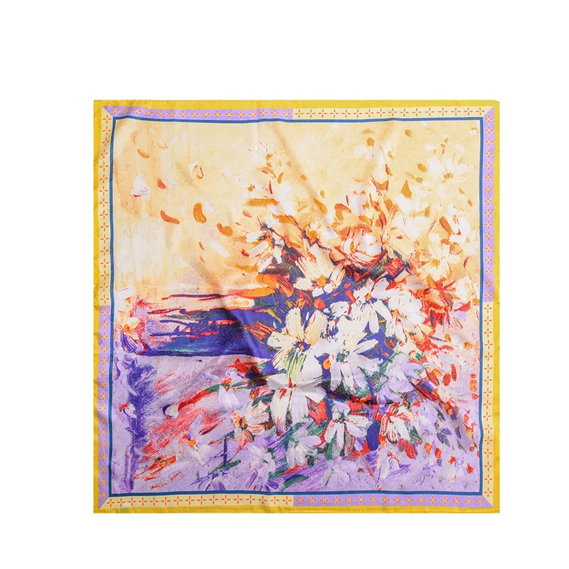 Khăn Quàng Cổ Hình Vuông Bằng Lụa In Họa Tiết Phong Cách Pháp Thời Trang Mùa Xuân 2023 Kích Thước 90 * 90cm