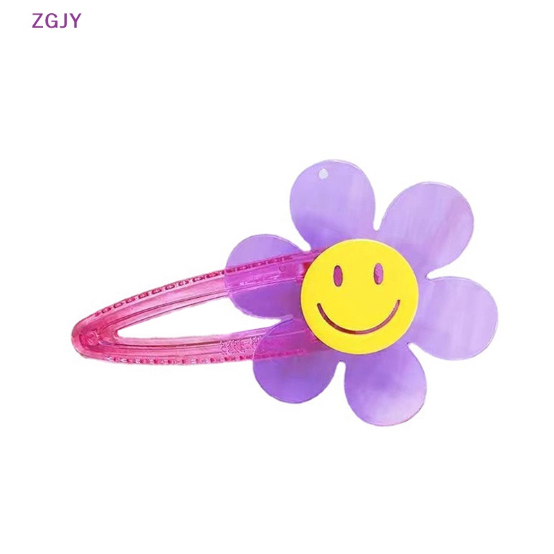 Kẹp Tóc Nhựa Acrylic Trong Suốt Hình Hoa Hướng Dương Mặt Cười Dễ Thương Cho Bé Gái ZGJY 2023 Mới