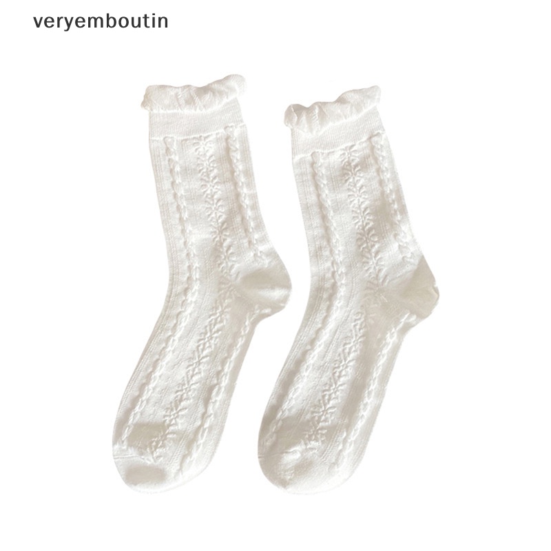 Vớ Ren Rỗng Mềm Mại Thoáng Khí Màu Trắng Ngọt Ngào Cho Nữ