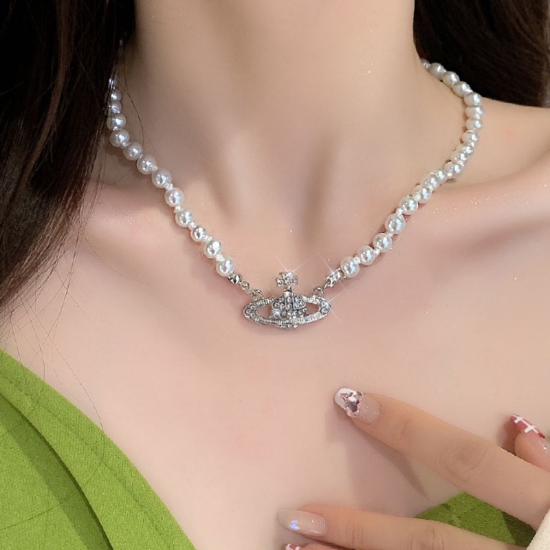 Saturn Vòng cổ Ngọc Trai Sang Trọng Phiên Bản Hàn Quốc niche Cao Cấp Cho Nữ Giới