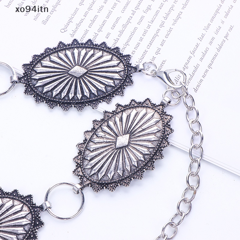 Thắt Lưng Dây Xích Kim Loại Mặt Oval Phong Cách Boho Cổ Điển Cho Nữ